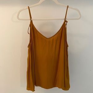 Silky mustard tank with bow back detail
